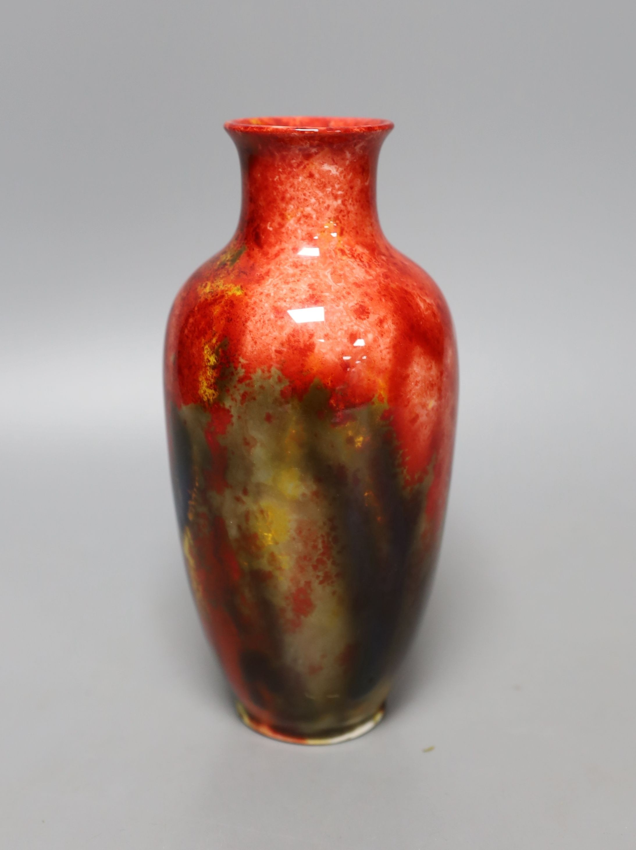 A Doulton flambe vase designed by C.J. Noke, 19cm tall